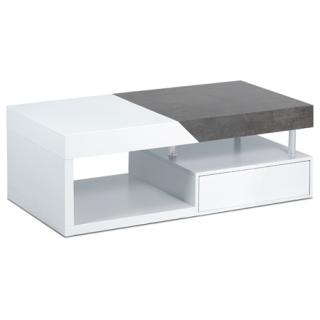 AutronicKonferenčný stolík120x60x42, MDF biela mat/dekor beton, 2 šuplíky AHG-622 WT