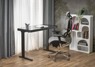 Halmar B-52 písací stolík, nastav.výška+displey+USB, sklo/kov, čierny