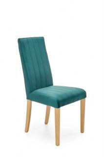 Halmar DIEGO 3 jedálenská stolička dub medový / čal. velvet prešívaný - MONOLITH 37 (tmavo zelená)