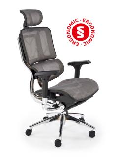 Halmar ETHAN kancelárske kreslo otočné s mechanizmom,hliník/sieťovina šedá