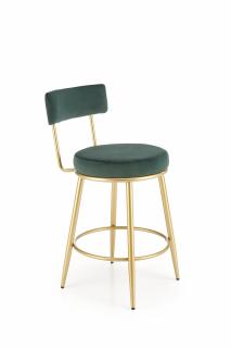 Halmar H115 barová stolička tmavo zelená/zlatá