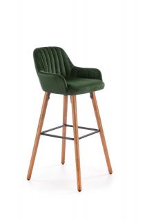 Halmar H93 barová stolička nohy - orech, čalúnenie - tm. zelená