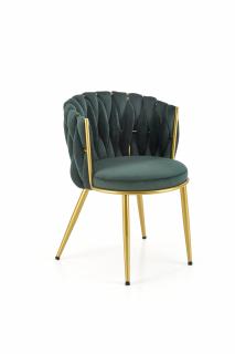 Halmar K517 stolička tmavo zelená/zlatá