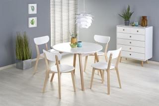 Halmar RUBEN stôl kolor doska - biely, nohy - dub medový (102-142x102x75 cm)