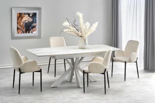 Halmar VIVALDI stôl s rozkladom doska - biely mramor, nohy - biele