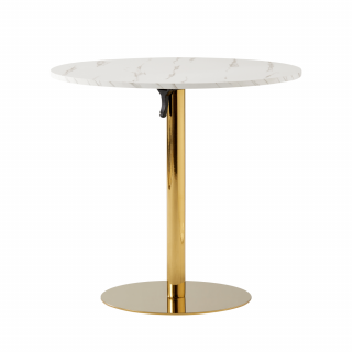 Jedálenský stôl, svetlý mramor/gold chróm - zlatý, priemer 80 cm, LAMONT