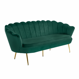 Luxusná pohovka, 3-sed, smaragdová Velvet látka/chróm zlatý, štýl Art-deco, NOBLIN