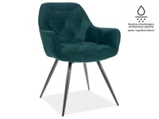 Signal Jedálenská stolička CHERRY MATT VELVET 75 čierna konštrukcia / zelená