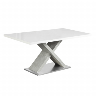 Tempo Kondela Jedálenský stôl, biela s vysokým leskom HG/betón, FARNEL