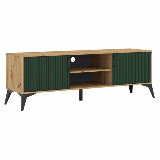 TV stolík, dub artisan/tmavozelená, LUGON LU1 (Na sklade od:)