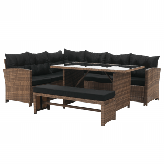 Záhradný ratanový set, svetlohnedá/čierna, MADUL (Na sklade)