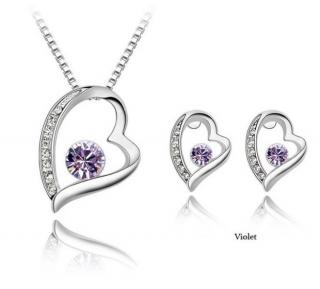 Šperky v tvare srdca, RHINESTONE fialová