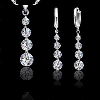 Súprava šperkov (náhrdelník a náušnice) CRYSTAL biela