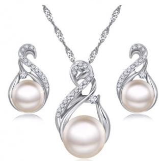 Súprava šperkov (náhrdelník a náušnice) PEARL biela