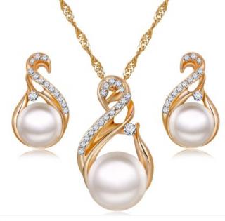 Súprava šperkov (náhrdelník a náušnice) PEARL zlatá