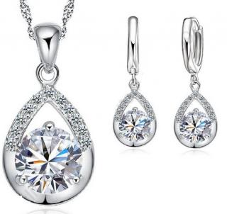 Súprava šperkov (náhrdelník a náušnice) TEAR biela