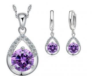 Súprava šperkov (náhrdelník a náušnice) TEAR fialová  (na objednávku cca 3 - 4 týdny)