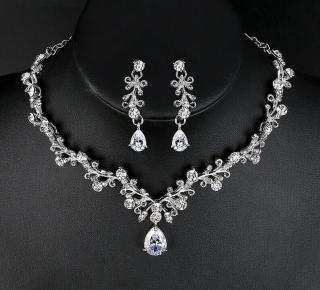Súprava šperkov (náušnice a náhrdelník) FLOWER III, svadobná