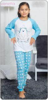 Pyžamo dievčenské Vienetta 802132 Macík dlhé 11-12 rokov tyrkysová