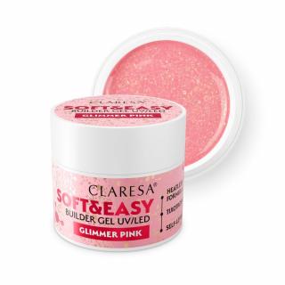 CLARESA Stavebný gél na nechty SOFT & EASY Builder gel Glimmer Pink 45g