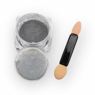 Zalešťovací pigment na nechty Holo silver