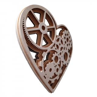 Drevená dekorácia - Ozubené kolesá v srdci