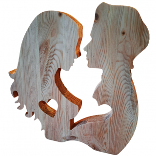 Drevená dekorácia - Soška muž so ženou
