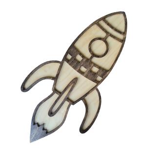 Drevená vesmírna dekorácia raketa