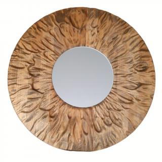 Drevené dekoratívne zrkadlo Dub, Hnedá zem