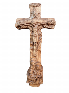 Drevený kríž na stenu Najsvätejšia trojica Buk, Hnedá zem