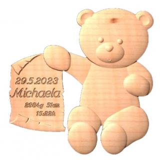 Drevený obraz Narodenie dieťaťa - Teddy bear