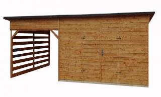 Záhradný domček s terasou TOL II 9m2 + 6m2, s okny (Záhradný drevený domček s terasou TOL II 9m2 + 6m2, s okny)