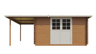 Záhradný domček zrubový SEGOVIA 6,5 x 4,5m s terasou 8m2  (Záhradný drevený domček zrubový SEGOVIA 6,5 x 4,5m s terasou 8m2 )