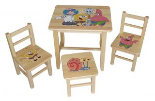 Detský Stôl so stoličkami Spongebob (stôl + 3 stoličky)