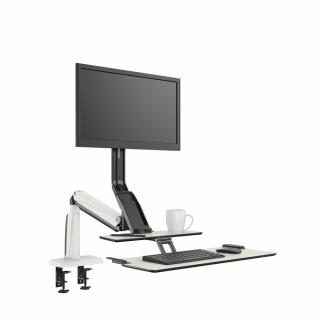 PS500 Profi pracovná stanica + držiak na klávesnicu a monitor (Profesionálny moderný držiak pre možnosť práce v sede alebo v stoji, na monitory 19- 35", police na klávesnicu)