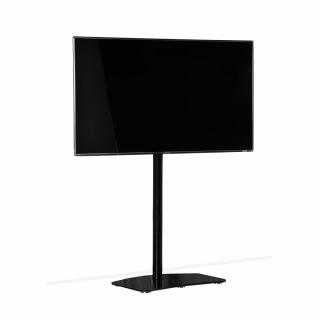 TV stolík SP-280 (čierne sklo + čierné alu) (Krásny TV stojan pre Tv do 65". Skryté vedenie kabeláže, podstavce z lešteného bezpečnostného skla, možnosť natáčania TV do strán. Luxusný vzhľad a kvalita použitých materiálov. Nosnosť TV 30kg)