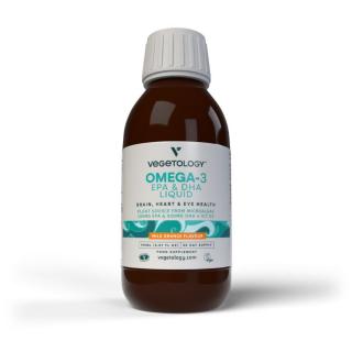 Vegetology Omega-3 Liquid EPA a DHA, s vitamínom D, 150 ml  príchuť pomaranč
