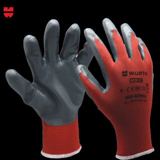 Ochranné rukavice, červený nitril, Red Line 10 Wurth