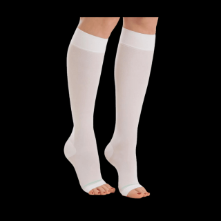Kompresné ponožky s otvorenou špičkou béžové Veľkosť: L