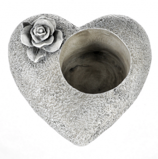 Miska polyresin tvar srdca s ružou 15cm
