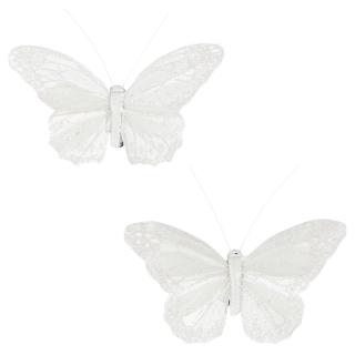 Motýle s klipom S/6 biele