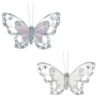 Motýle s klipom S/6 mix ružové / biele