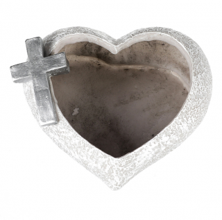 Srdce s krížikom - miska na hrob 15cm