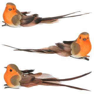 Vtáčik z peria s klipom S/3 oranžový
