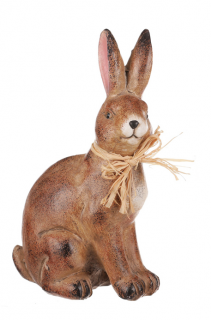 Zajac so slamenou mašľou 18cm