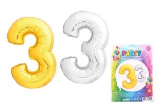 Balónik v tvare čísla 3 - strieborná