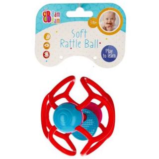 BamBam Lopta gumová/hrkálka 11cm - červená