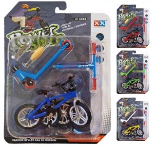 Bicykel s kolobežkou stavebnica 11cm - modrá