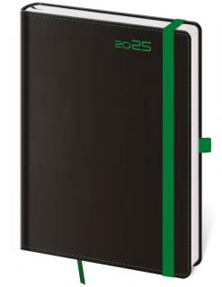 Diár A5 2025 denný Double Black Green s pútkom na pero DB422-3