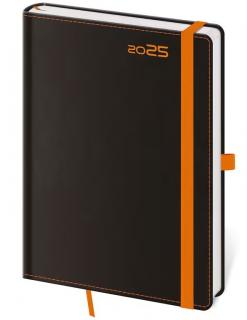Diár A5 2025 týždenný Black Orange s pútkom DB423-5
